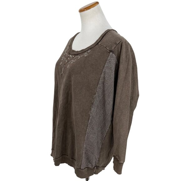 Vtg 90s NWT B.L.E.U. Studded Lace Trim Sweatshirt | Y2K Grandmacore Boho Grunge - Picture 14 of 16